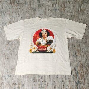 Have a Coke T-Shirt, Cream with Color Print, Size M
